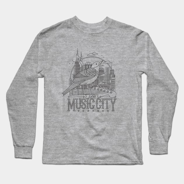 See Music City Long Sleeve T-Shirt by Lucie Rice Illustration and Design, LLC